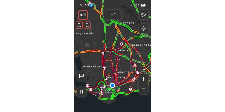 İ̇stanbul’da Trafik Yoğunluğu Akşam Saatlerinde Yüzde 83’e Ulaştı