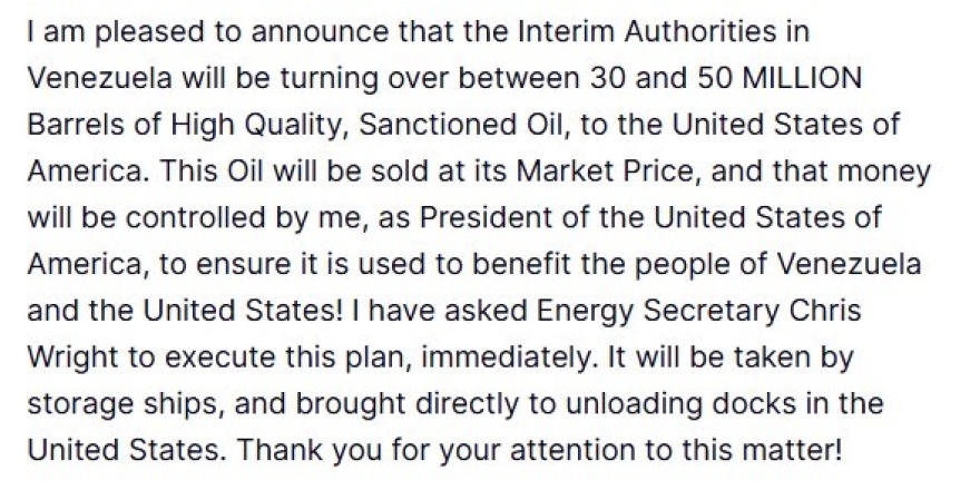 Abd Başkanı Trump: "venezuela, 30 İla 50 Milyon Varil Arasında Petrolü Abd’ye Devredecek"