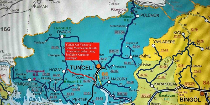Tunceli’de Yoğun Kar Yağışı Nedeniyle Birçok İl Yolu Ulaşıma Kapatıldı