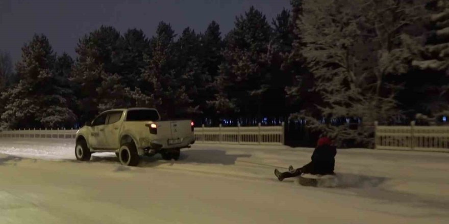 Erzurum’da Off-Roadçuların Lastik Ve Kızaklı Kar Keyfi