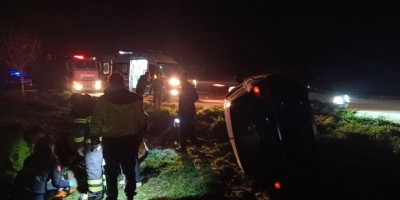 Kontrolden Çıkan Otomobil Devrildi, Sürücü Yaralandı