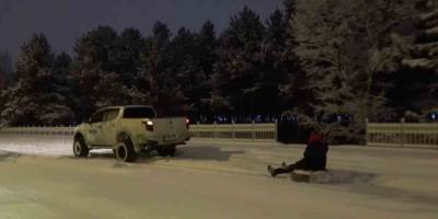 Erzurum’da Off-Roadçuların Lastik Ve Kızaklı Kar Keyfi