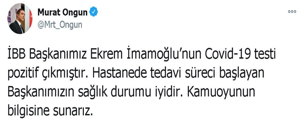 Ekrem İmamoğlu Covid-19 Testi Pozitif Çıktı