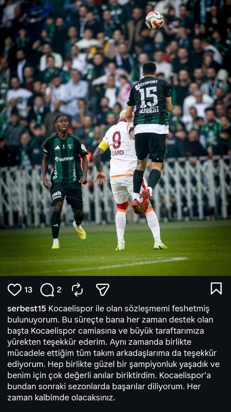 Tarkan Serbest, Kocaelispor Camiasına Veda Etti