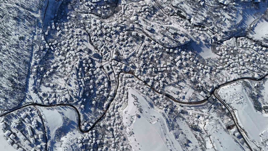Kar Altında Masalsı Görüntüler Sunan Unesco Kenti Safranbolu Dron İle Görüntülendi