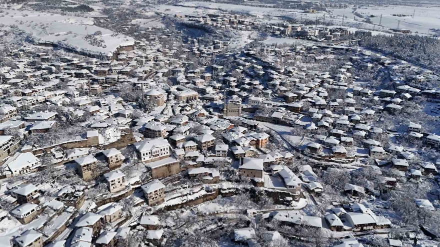 Kar Altında Masalsı Görüntüler Sunan Unesco Kenti Safranbolu Dron İle Görüntülendi