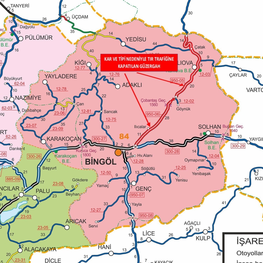 Bingöl’de Bazı Yollar Kar Yağışı Nedeniyle Trafiğine Kapatıldı