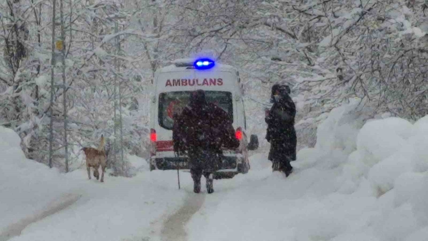 Kar Nedeniyle Evinde Mahsur Kalan Hastayı Sağlık Ekipleri Kurtardı