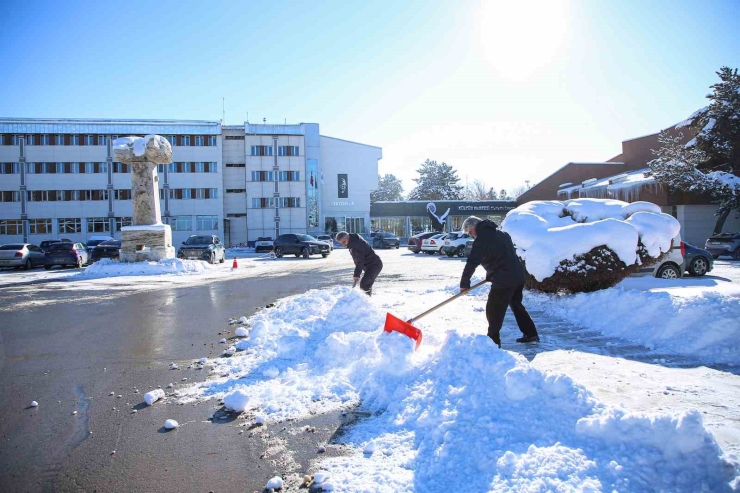 Atatürk Üniversitesi Kampüsünde Kar Temizleme Çalışmaları Aralıksız Sürüyor