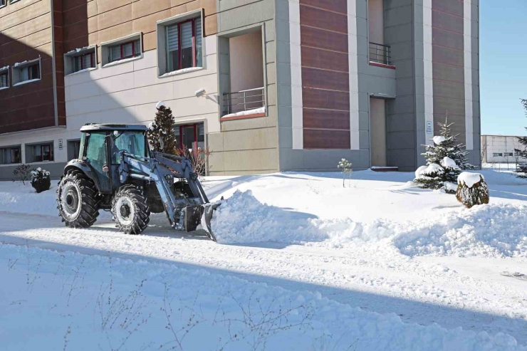 Atatürk Üniversitesi Kampüsünde Kar Temizleme Çalışmaları Aralıksız Sürüyor
