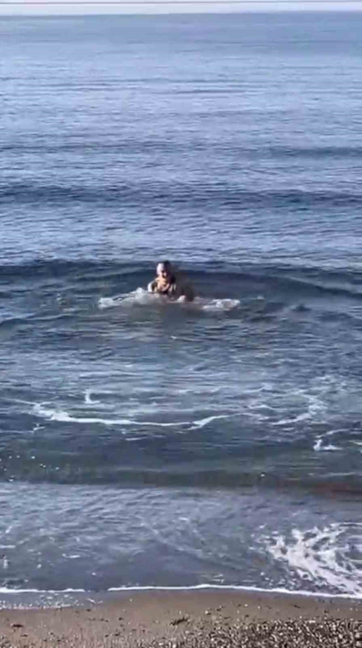 Bursa’da Dondurucu Soğukta Deniz Keyfi