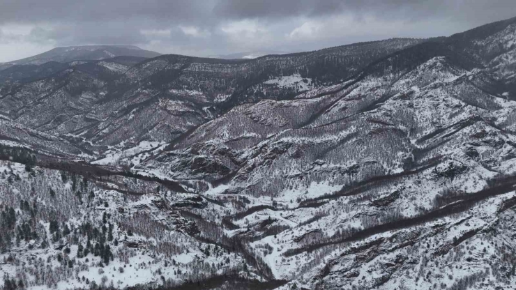 Kastamonu’da Karla Kaplanan Dağlarda Hayran Bırakan Manzaralar