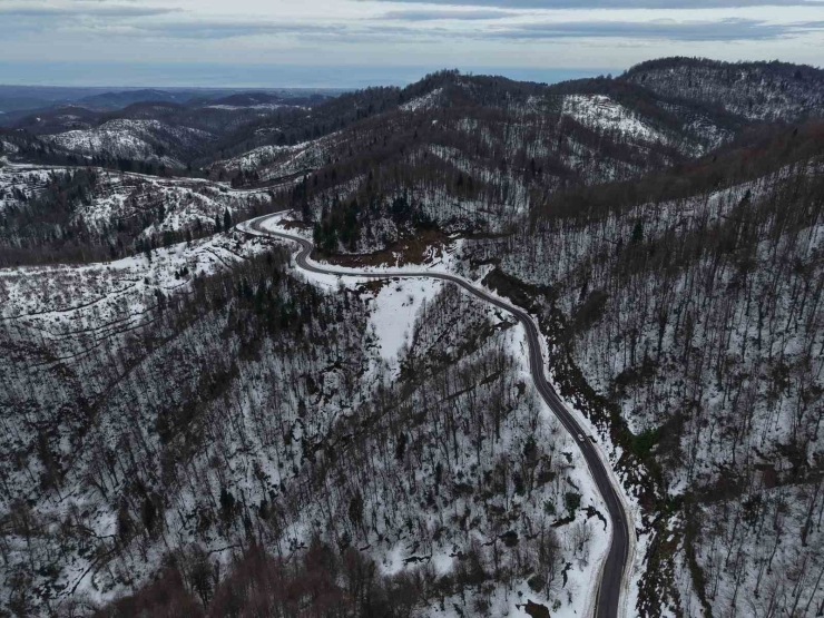 Karla Kaplanan 900 Rakımlı Çam Dağı, Kartpostallık Görüntüler Sundu