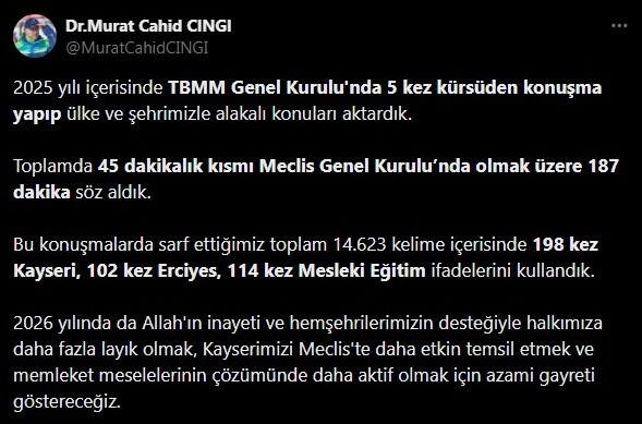 Ak Partili Cıngı: "2026 Yılında Daha Aktif Olmak İçin Azami Gayreti Göstereceğiz"