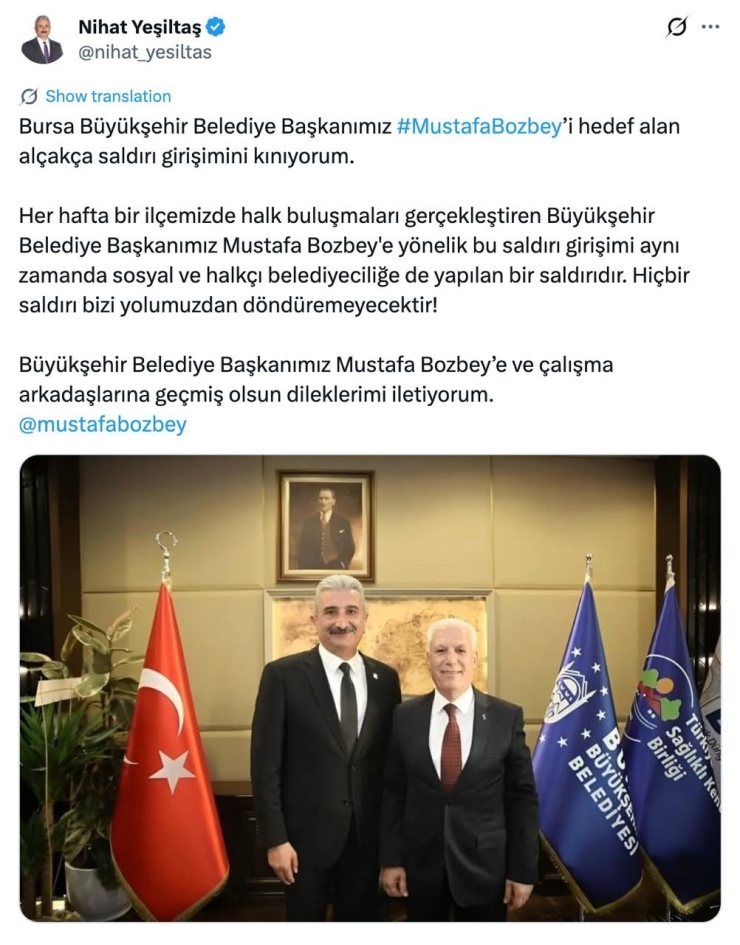 Başkan Bozbey’e Saldırıya Siyasi Tepki: Destek Mesajları Peş Peşe Geldi