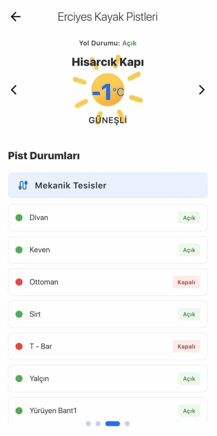Erciyes Kayak Merkezi, ’akıllı Şehir Kayseri’ Mobil Uygulamasında