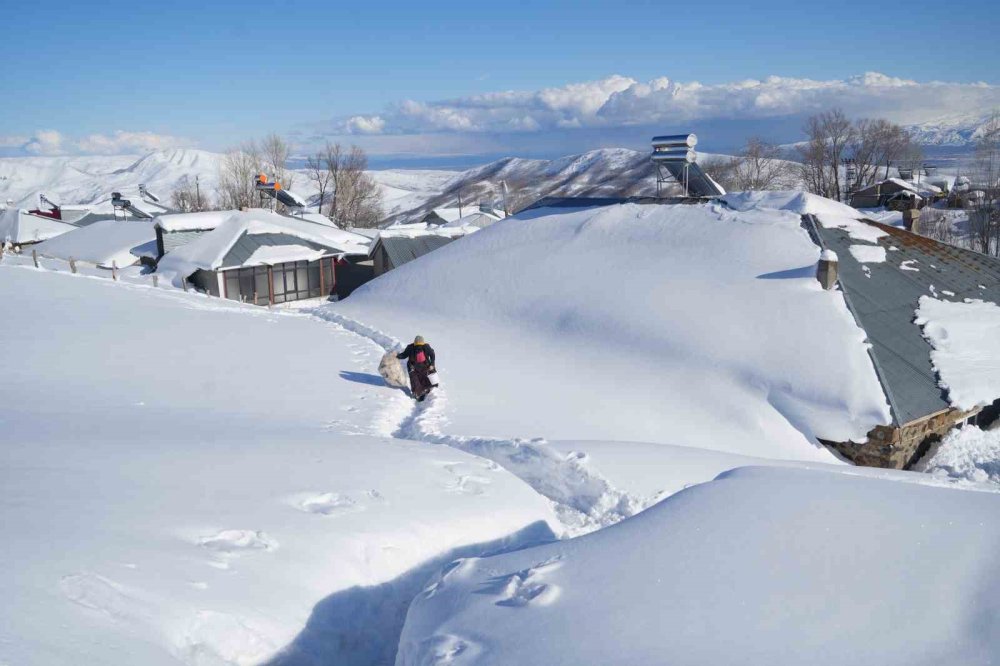 Muş’ta 1800 Rakımlı Köy Kara Gömüldü.. Evler Kar Altında, Ulaşım Tünellerle Sağlanıyor