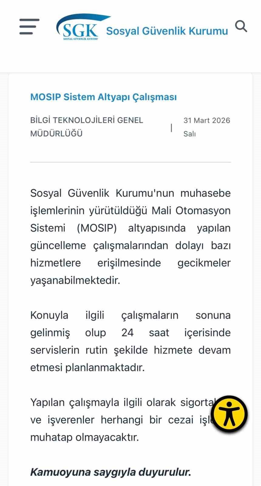 SGK Bilgisayar Sisteminde Arıza ve Gecikme.. Ödemeler 7 Nisana Uzatıldı!&nbsp;