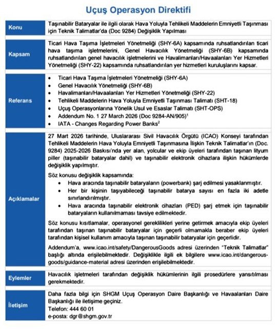 Uçuş Güvenliği İçin Yeni Kural: Powerbank Kullanımına Sınırlama!
