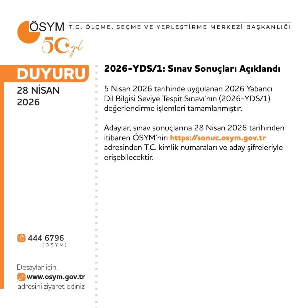 ÖSYM, 2026-YDS/1 Açıkladı.. Adaylar Sonuçlarına Erişebiliyor!
