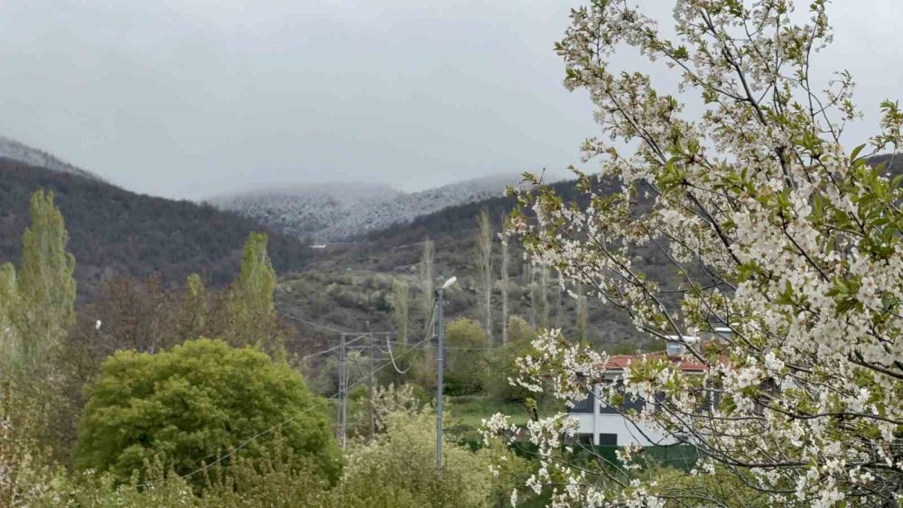 Tokat’ta Bahar Ortasında Yağan Kar Mest Etti