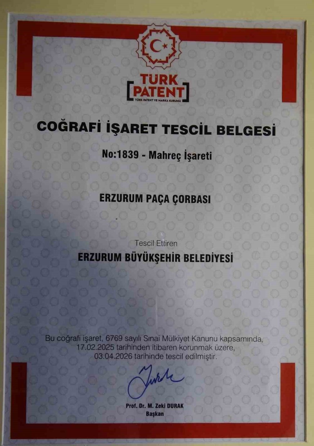 Erzurum’un Kadim Lezzeti Tescillendi.. ‘Erzurum Paça Çorbası’ Coğrafi İşaret Aldı!
