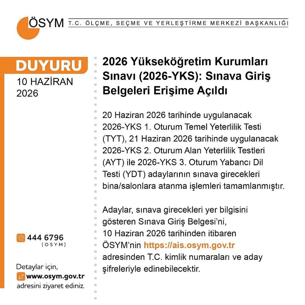 YKS Giriş Belgeleri Erişime Açıldı.. Adaylar Sınav Yerlerini Öğrenmeye Başladı!