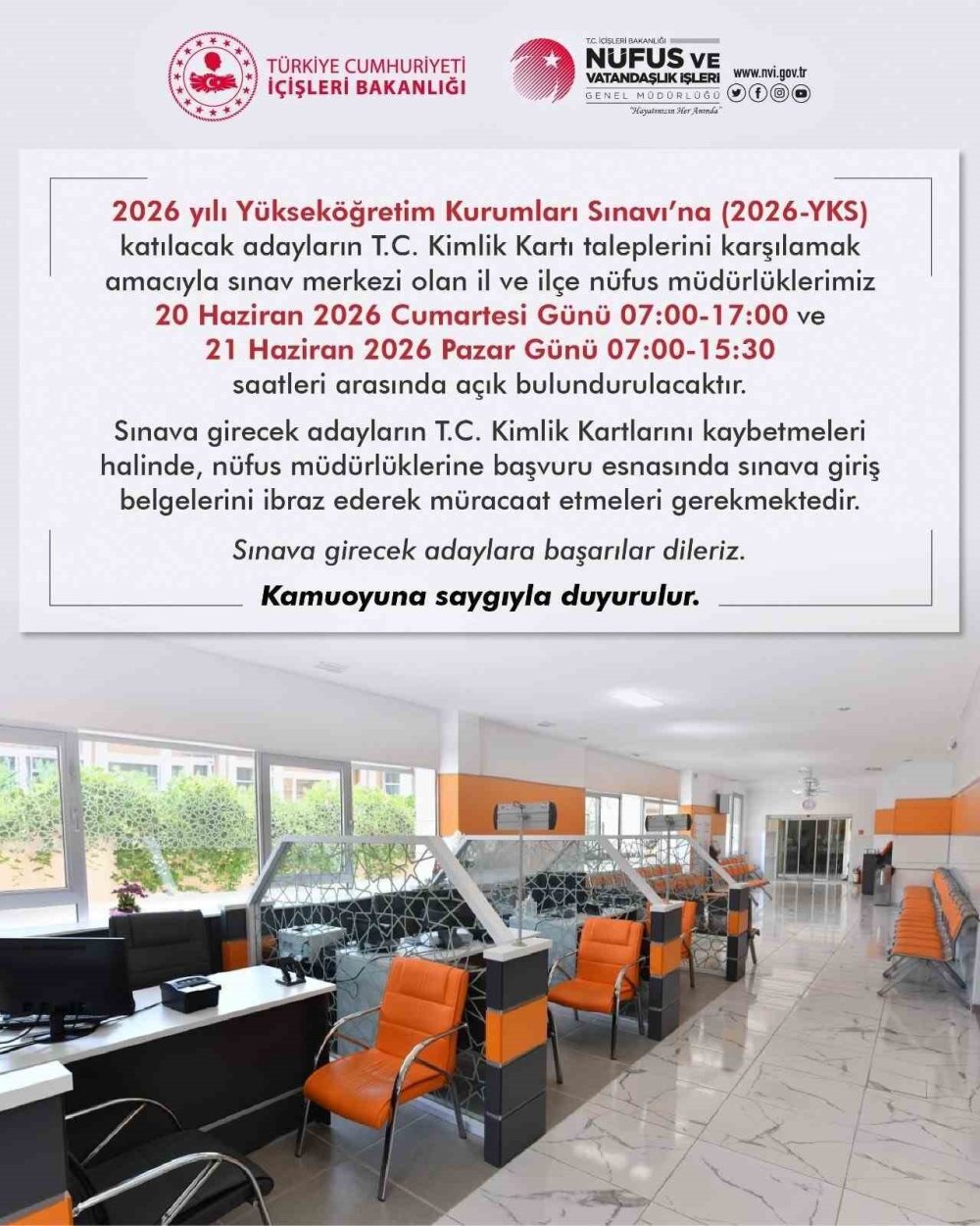 YKS Öncesi Uyarı.. Nüfus Müdürlükleri Hafta Sonu Adaylar İçin Açık Olacak!