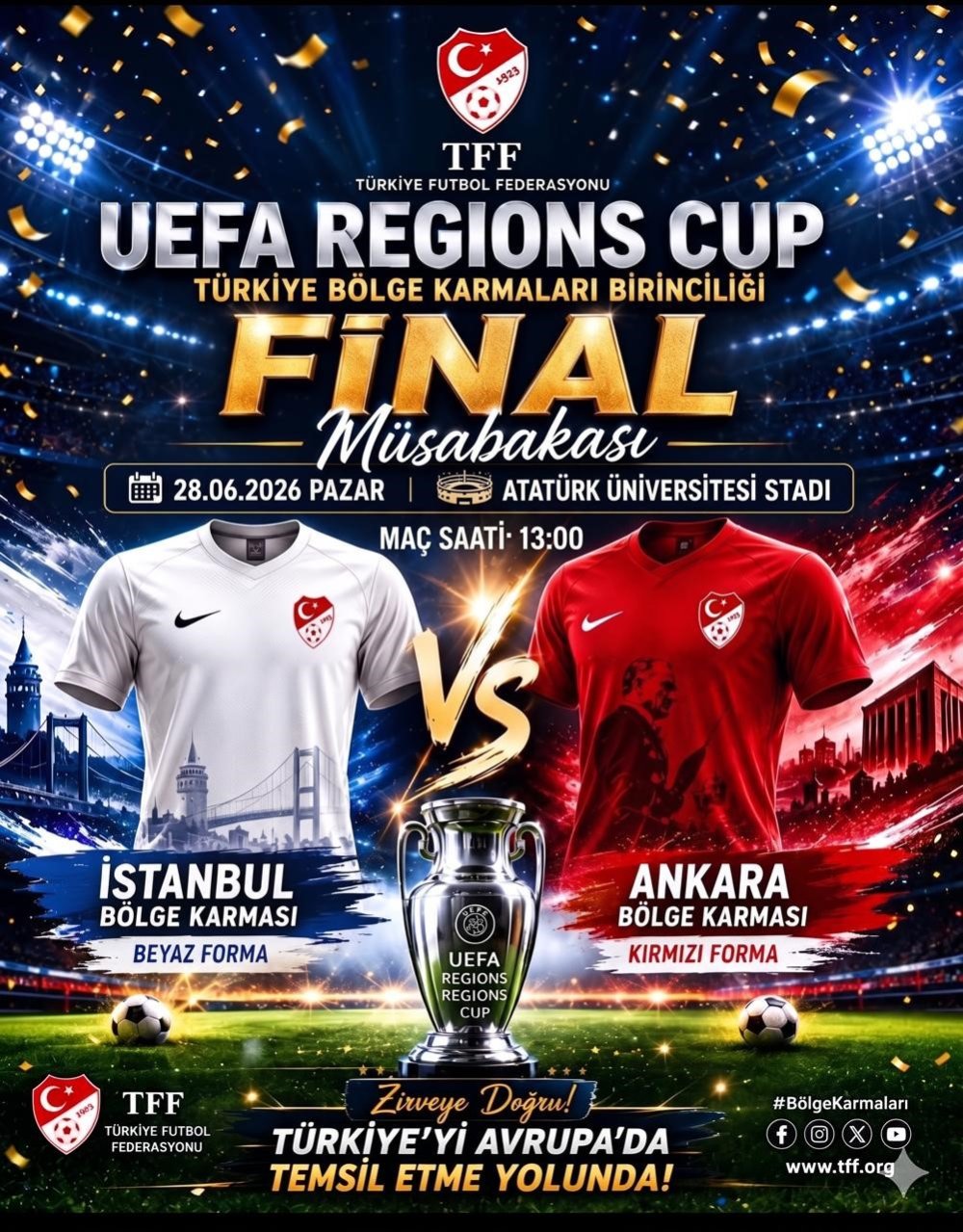 UEFA Regions’ Cup'ta Şampiyonluk Maçı.. İstanbul ile Ankara Finalde Karşılaşacak!