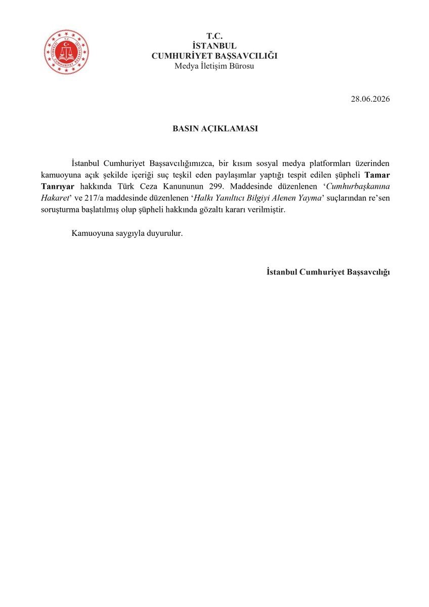 Tamar Tanrıyar Hakkında Gözaltı Kararı.. Başsavcılık İki Suçlamayla Soruşturma Başlattı!