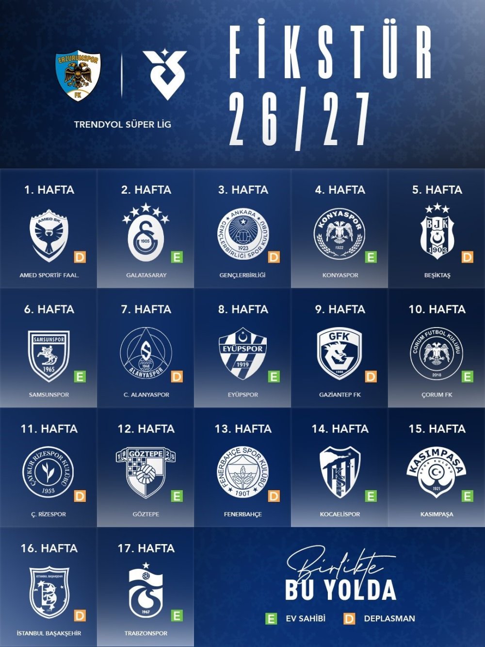 Erzurumspor’un Süper Lig Fikstürü Açıklandı.. Sezon Amedspor Deplasmanında Başlıyor!