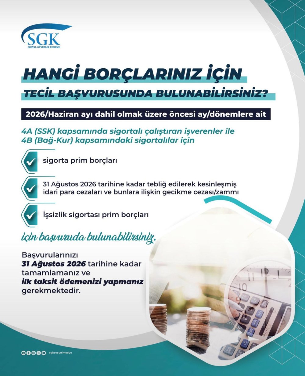 Vergi, SGK ve Diğer Kamu Borçlarında Tecil Kolaylığı.. Son Gün 31 Ağustos!
