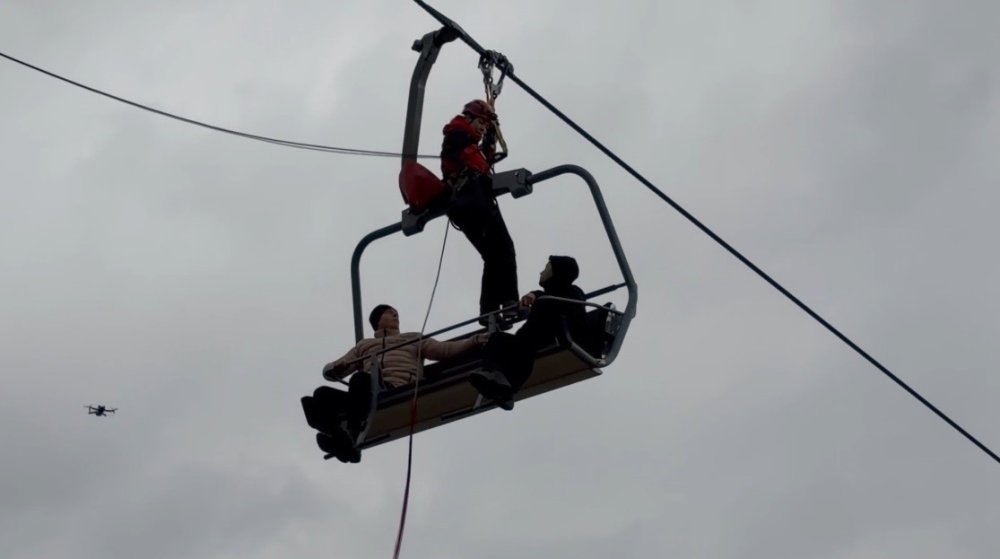 Kars Sarıkamış’ta Kayak Sezonu Öncesi Telesiyej Tatbikatı.. Ekipler Tahliye Çalıştı!
