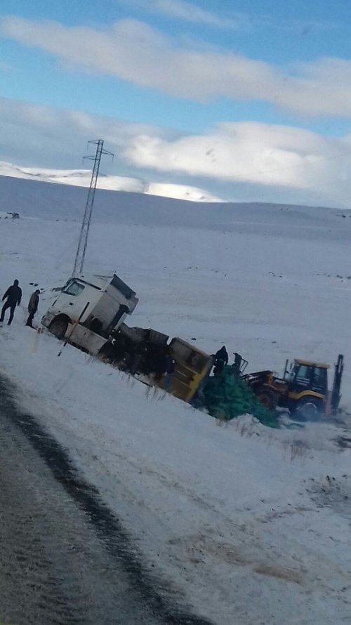 Boğatepe’de Kamyon Şarampole Devrildi