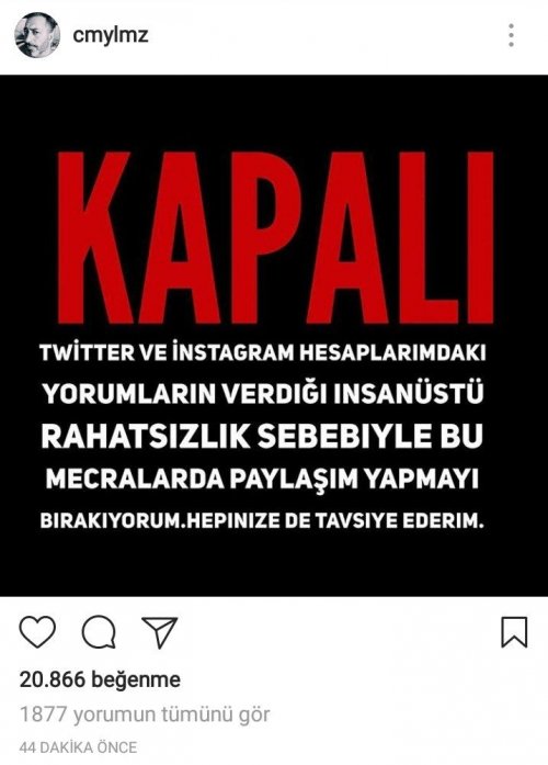 Cem Yılmaz Sosyal Medya Hesaplarını Kapattı