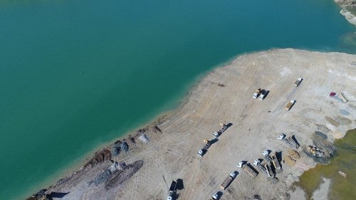 Hafriyat Kamyonu Kuyruğu Havadan Görüntüledi