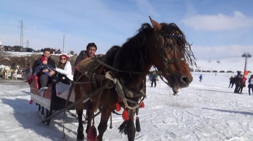 Sarıkamış’ta Atlı Kızakla Kayak Keyfi